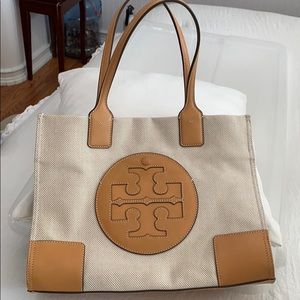 Authentic-Tory Burch Ella Mini Tote Natural/Ivory